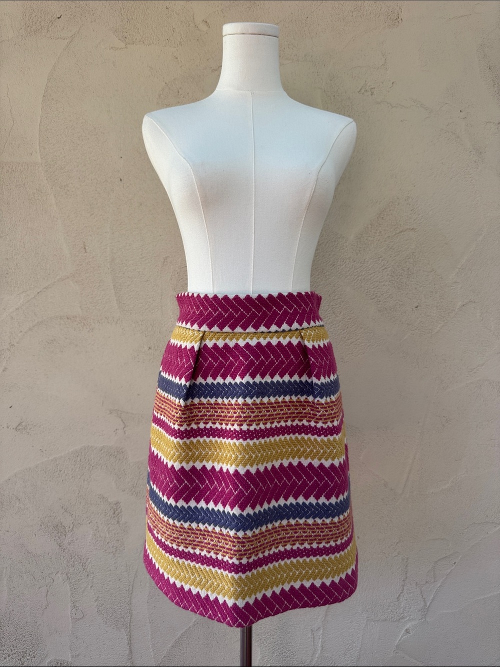Anthropologie Nomad Morgan Carper Jacquard Mini Skirt Pink Chevron Stripe Size S - Picture 4 of 15